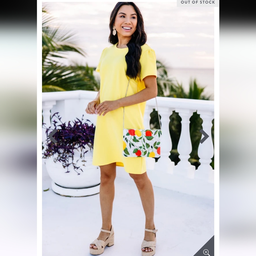 Yellow Shift Dress,  Size L